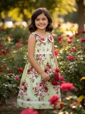 Hand made Rose Dress With cream Lace